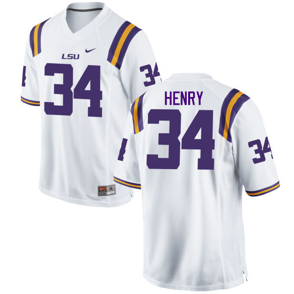 Men LSU Tigers #34 Reshaud Henry College Football Jerseys Game-White - Click Image to Close